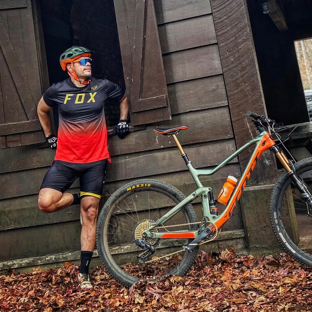 Man resting with his mountain bike, men's hormone health and performance at Push Med in Greenville SC
